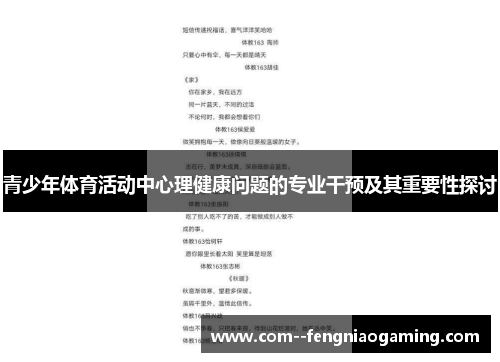 青少年体育活动中心理健康问题的专业干预及其重要性探讨
